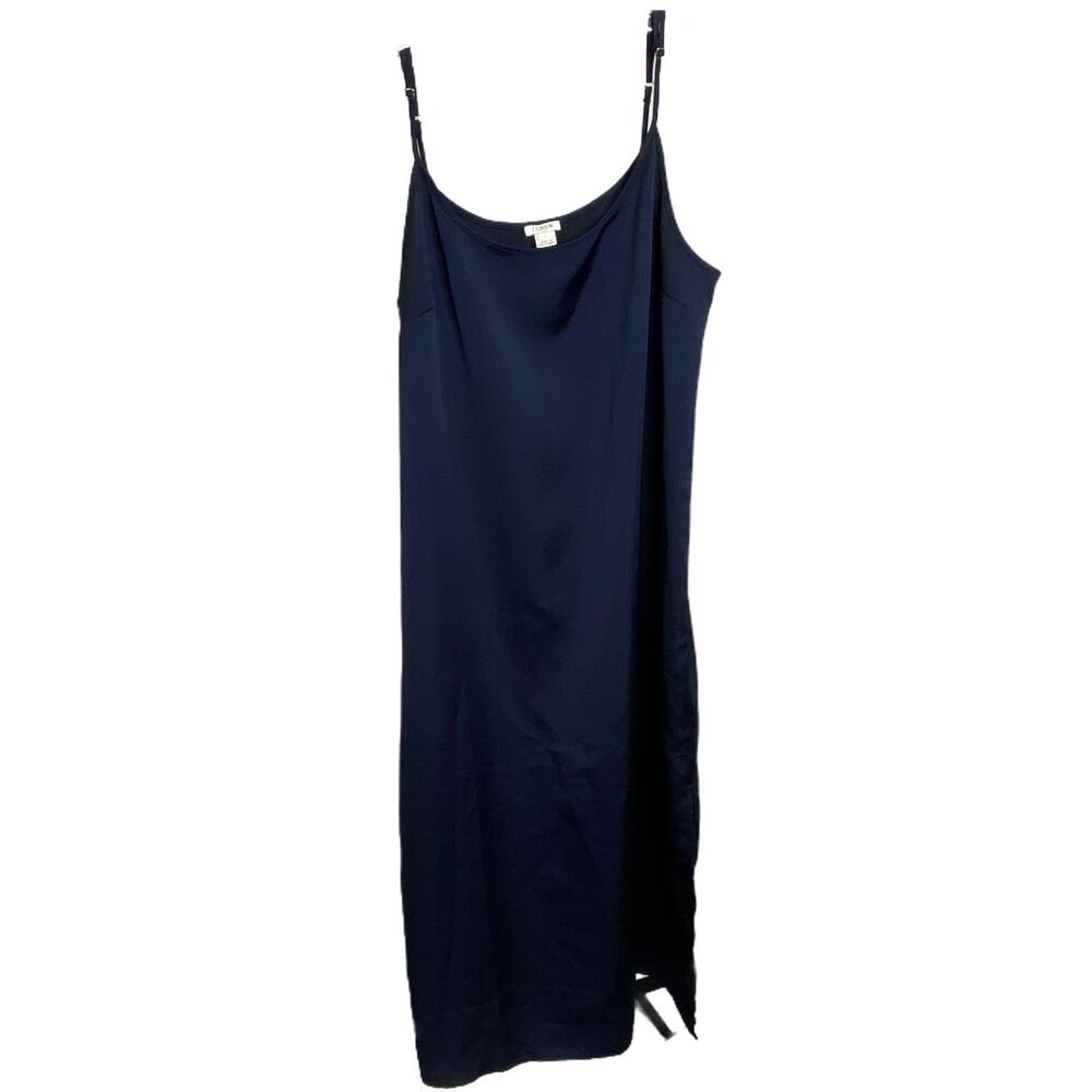J.Crew Bias-Cut Darla Dress‎ Midi Women's Size L Satin Sleeveless Navy Blue